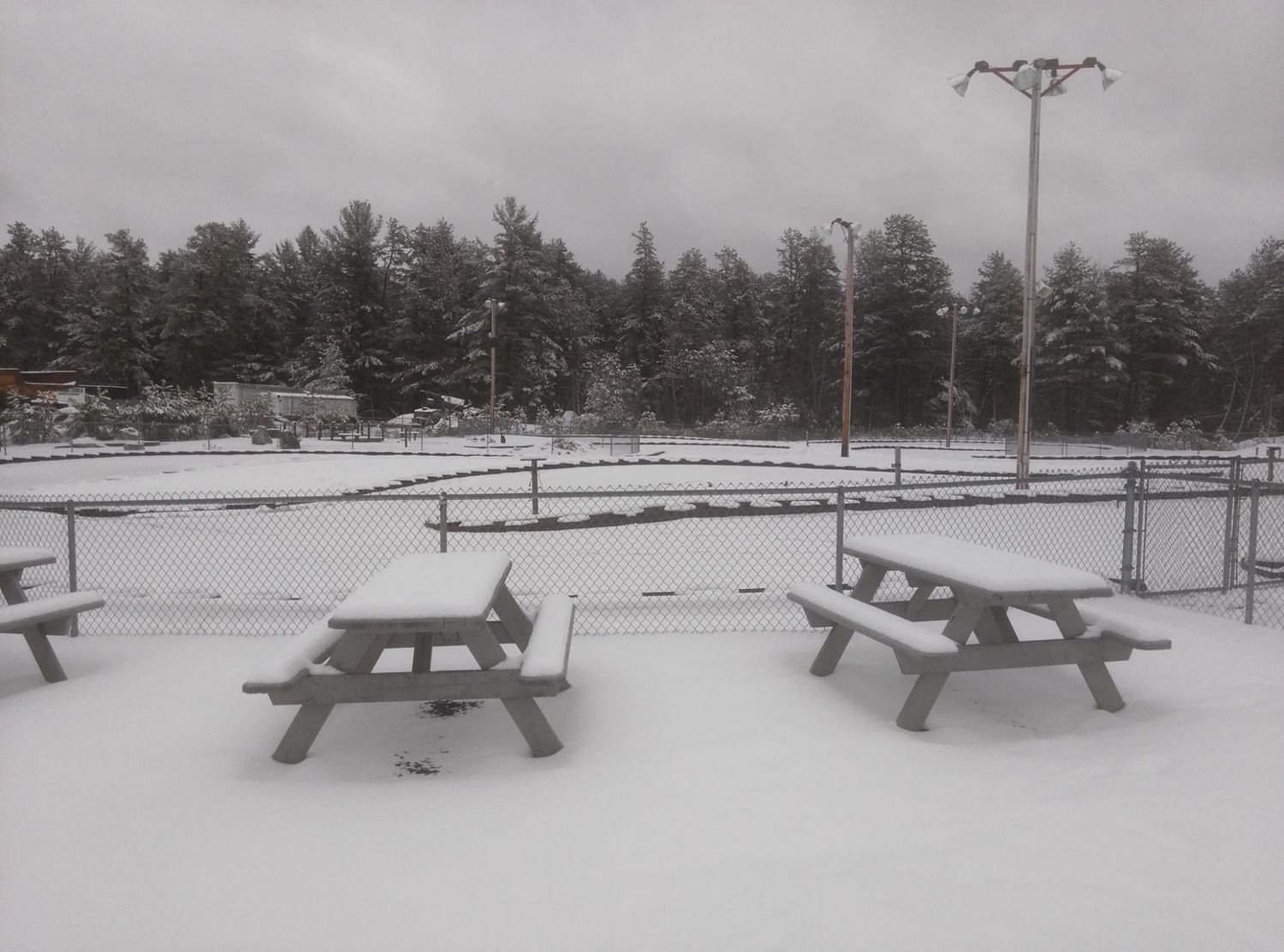 Nope, it's not wintertime.... Early spring when this shot was taken. (We were prepping the park for our annual late April opening when this late storm hit.)